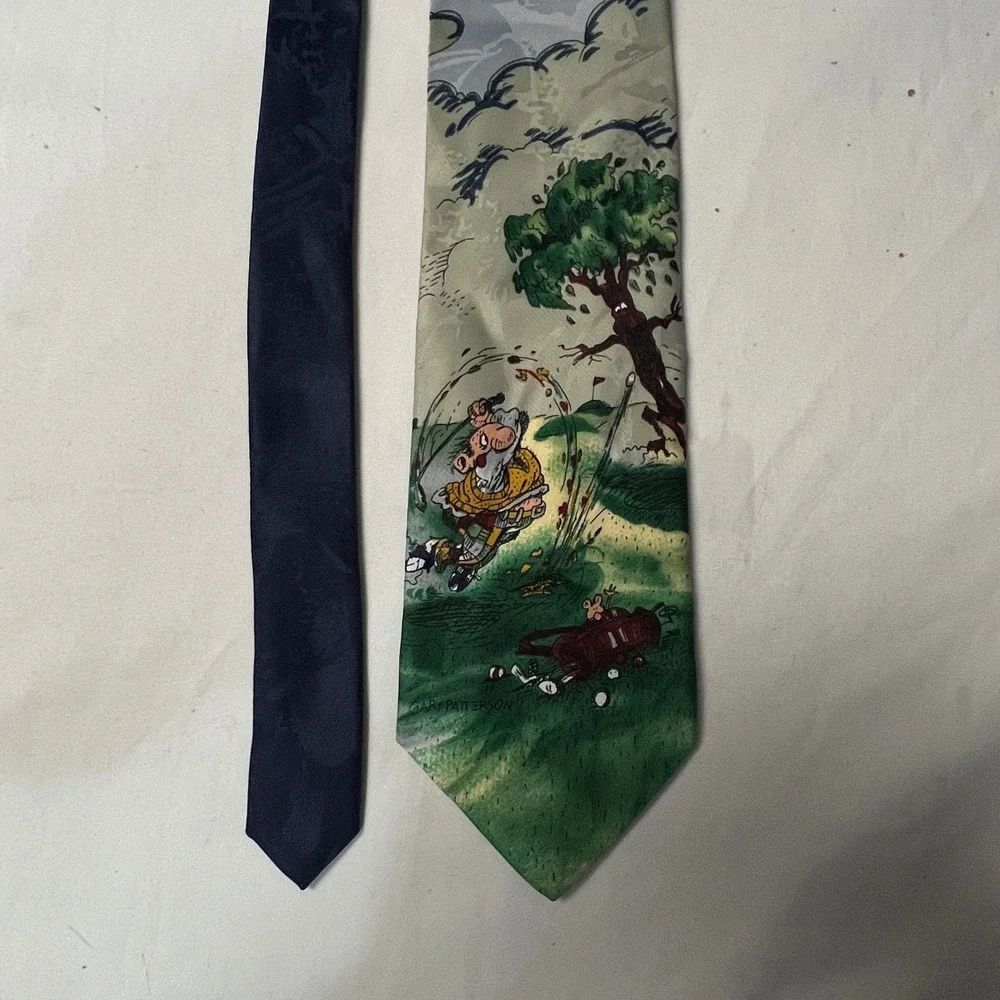Balancine Hot Cakes Gary Patterson Golf Cartoon Novelty Tie 